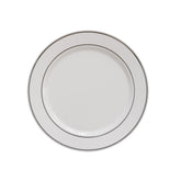 9 In. White/ Silver Line Design Plates | 40 Count